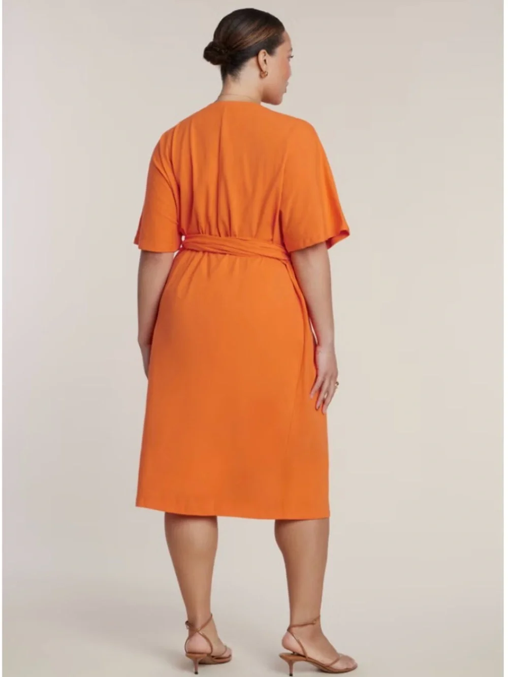 ELOQUII Cross Front Flutter Sleeve Cotton T-Shirt Dress Midi Size 22 - Picture 2 of 8